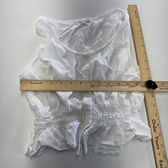 Bella Dahl Tank Top Womens Medium White Shirred Button Front‎ Blouse - Picture 7 of 8